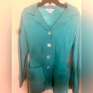 Lilly Pulitzer Vintage Aqua/Green Lamb Suede Jacket W/ Belt. Size Small